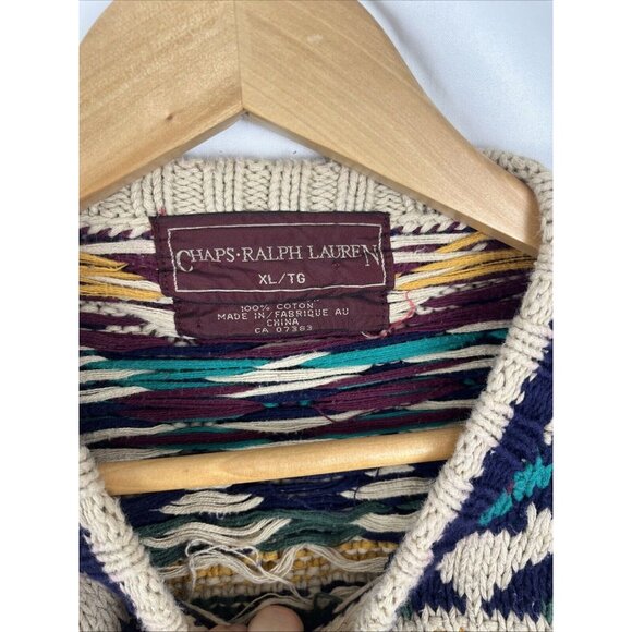 Ralph Lauren Chaps Multi-Coloured Cotton Oversized Sweater Womens Size XL - Picture 5 of 12